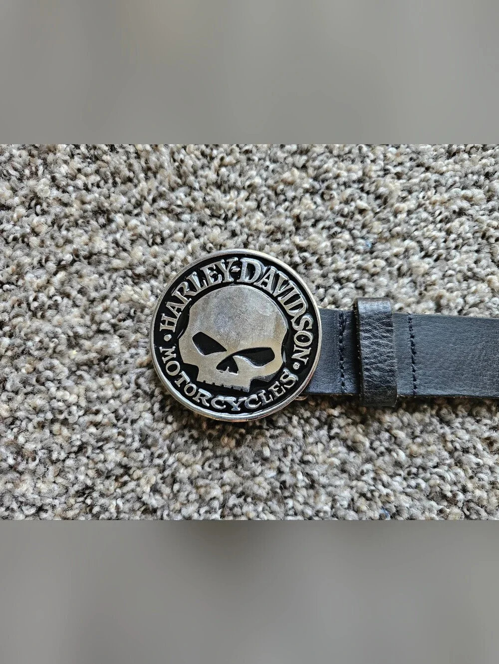 True Religion Black Leather Icon Belt with Branded Buckle